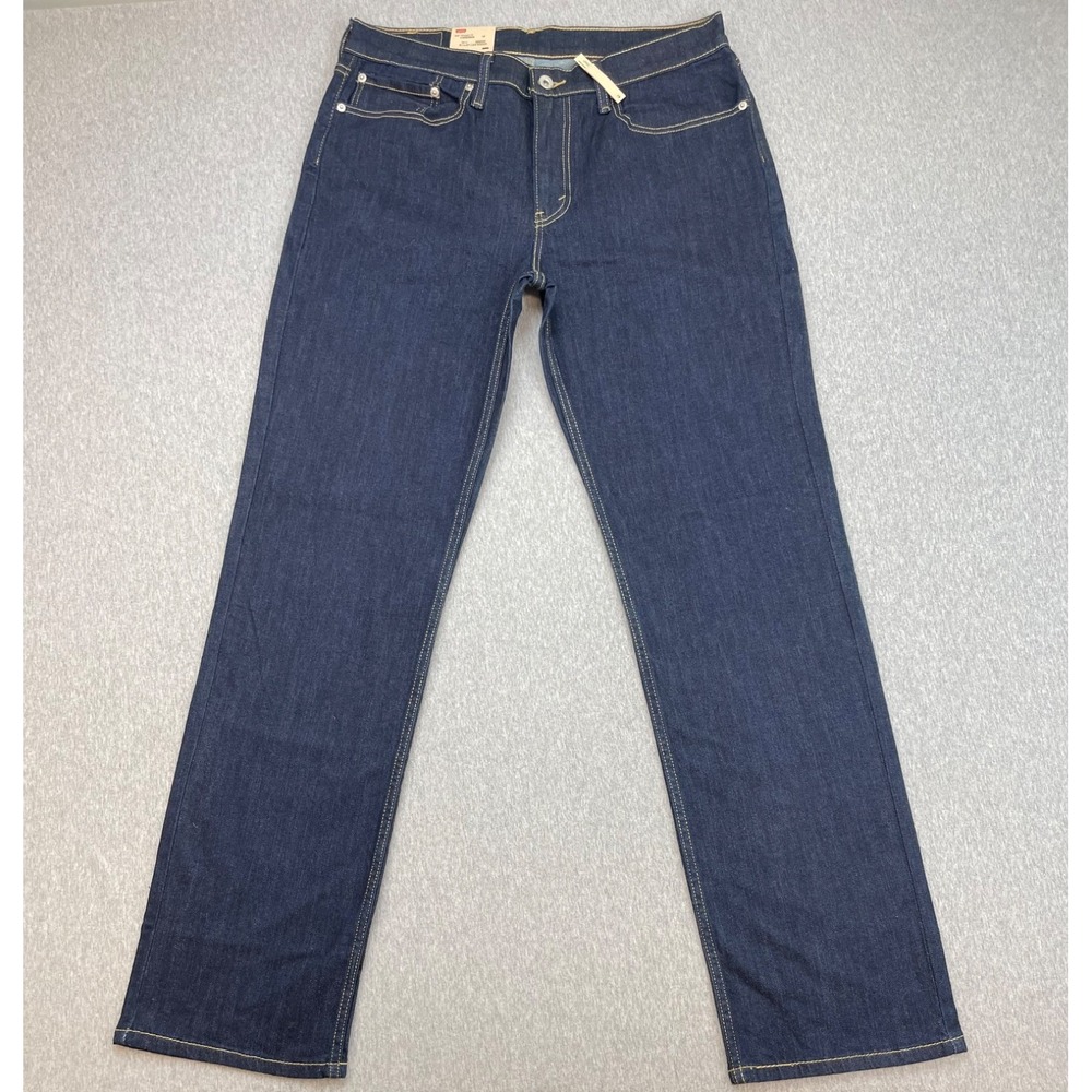 Levis 514 Jeans Mens 34 x 34 Blue Cotton Blend Stretch Slim Straight Fit NWT